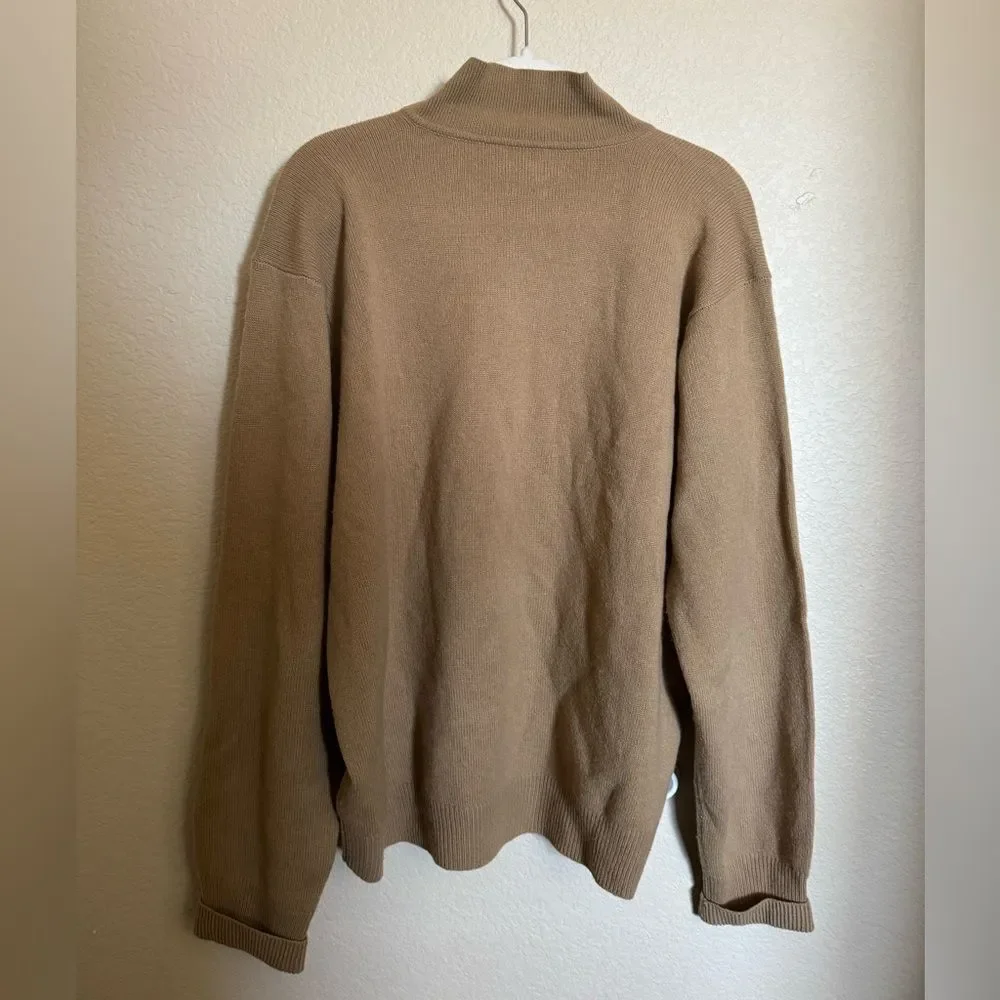 Vintage Polo Ralph Lauren Italian Lambswool‎ Polo Sweater XL Tan Collared